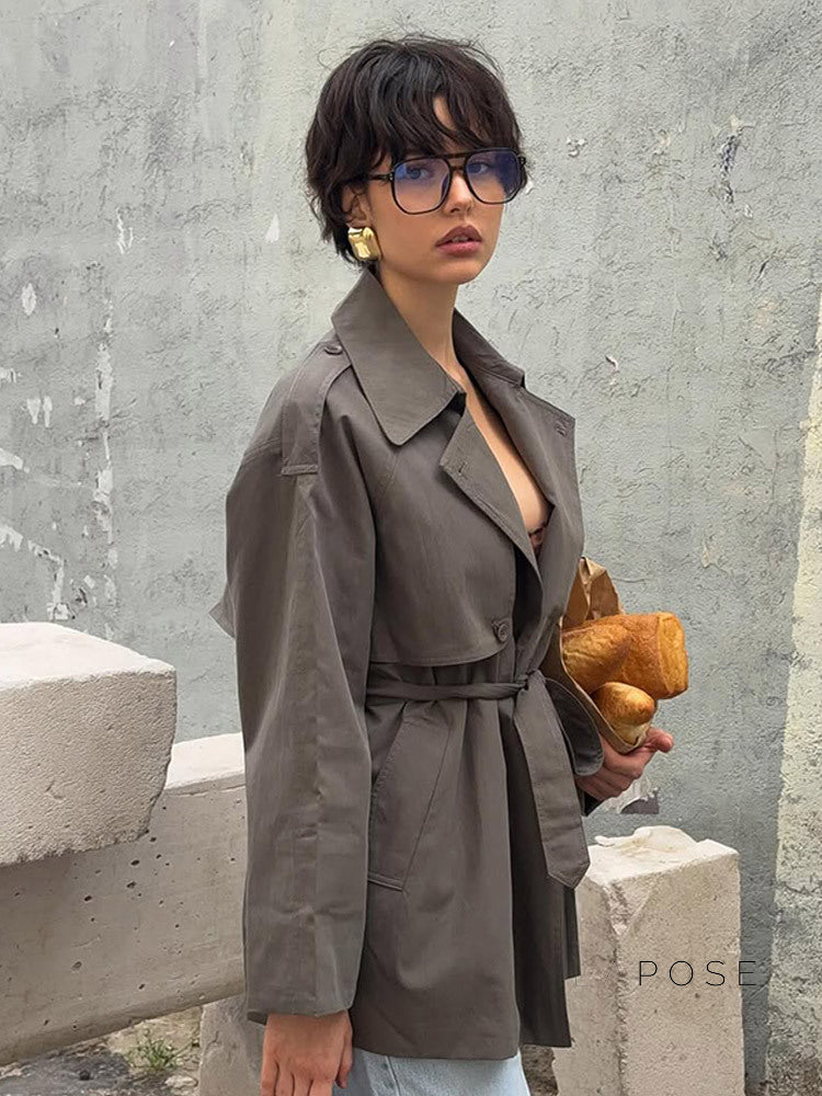 Effie Belted Short Trench Coat [XZOW597H]
