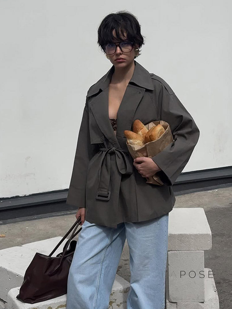 Effie Belted Short Trench Coat [S7LELUMO]
