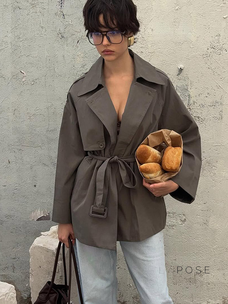 Effie Belted Short Trench Coat [0LSFAOXU]