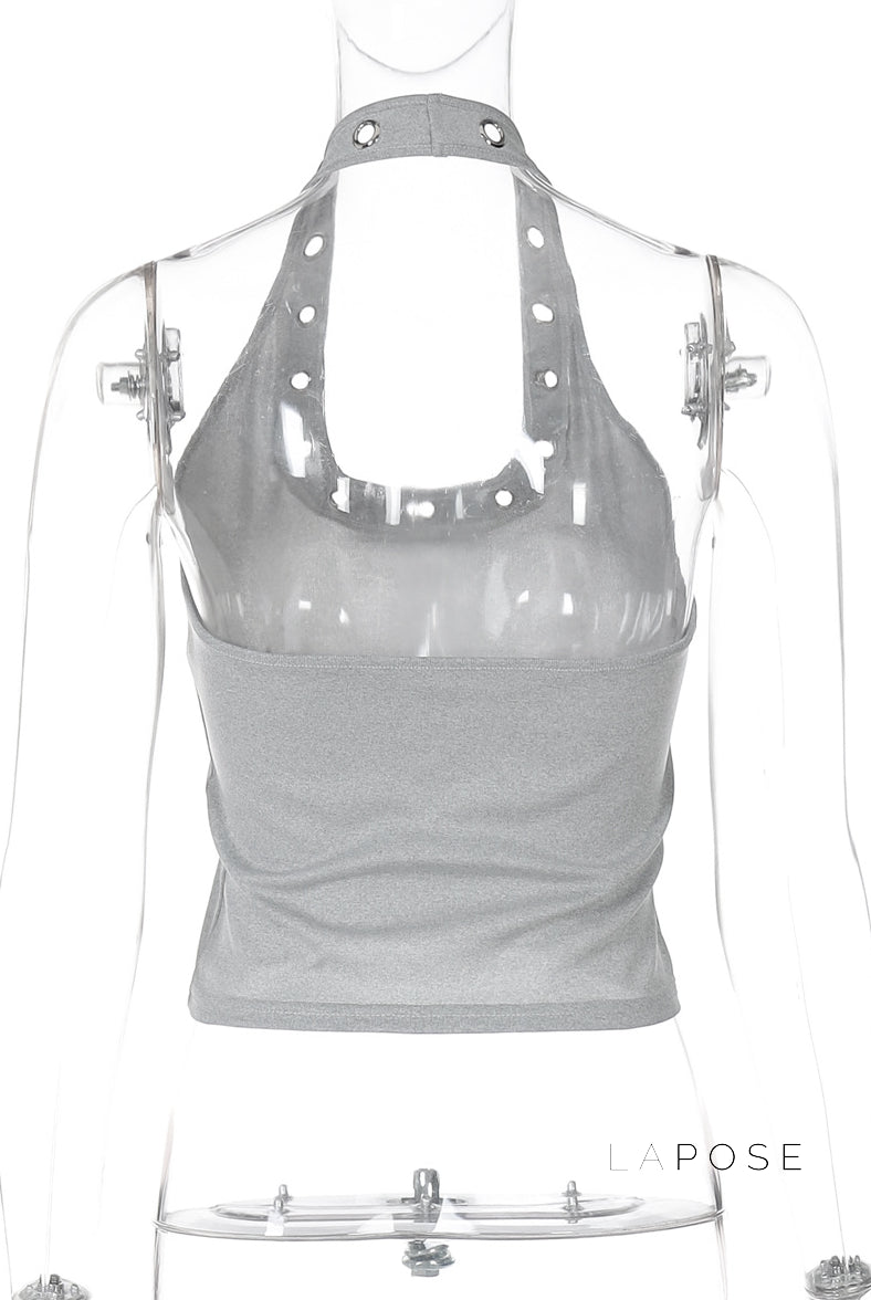 Egypt Eyelet Halter Tank Top [MHU6SSYK]