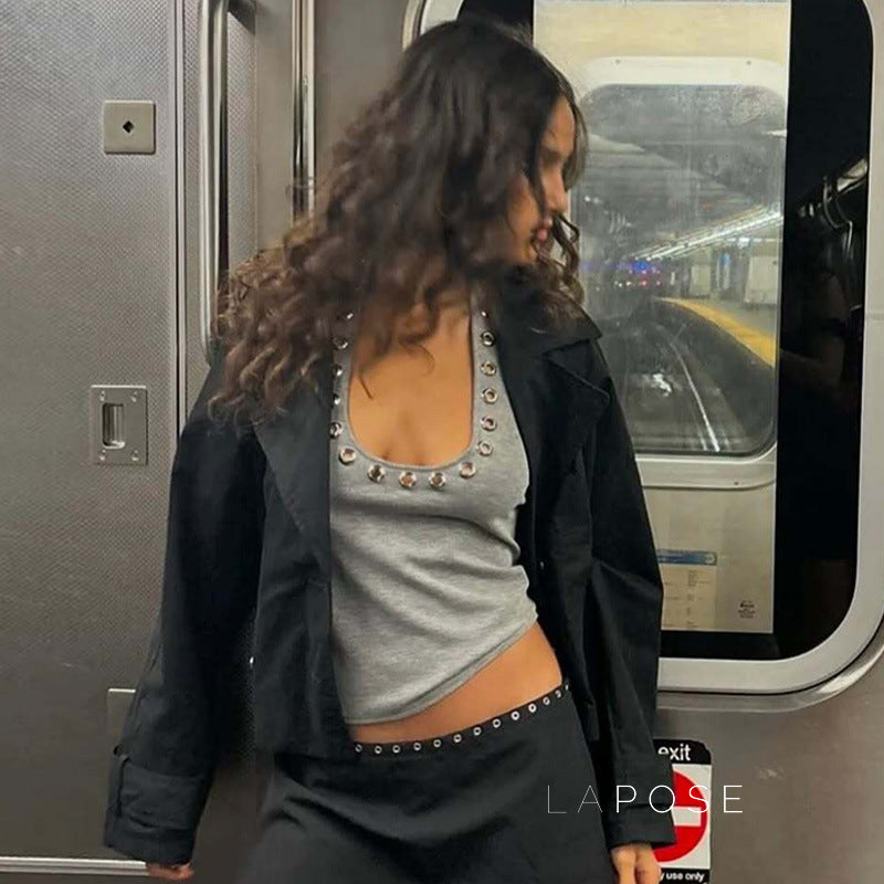 Egypt Eyelet Halter Tank Top [HE3DFL2P]