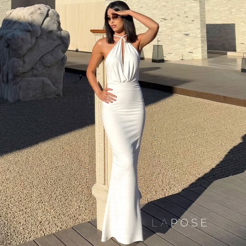 Eimy Crinkled Backless Maxi Dress [B49OIN11]