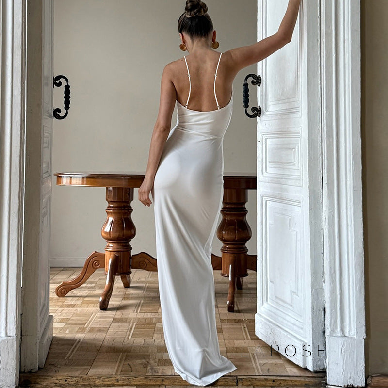 Eimy Crinkled Backless Maxi Dress [NZLZJABV]