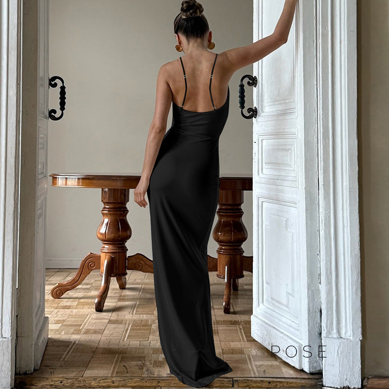 Eimy Crinkled Backless Maxi Dress [7RU232CO]