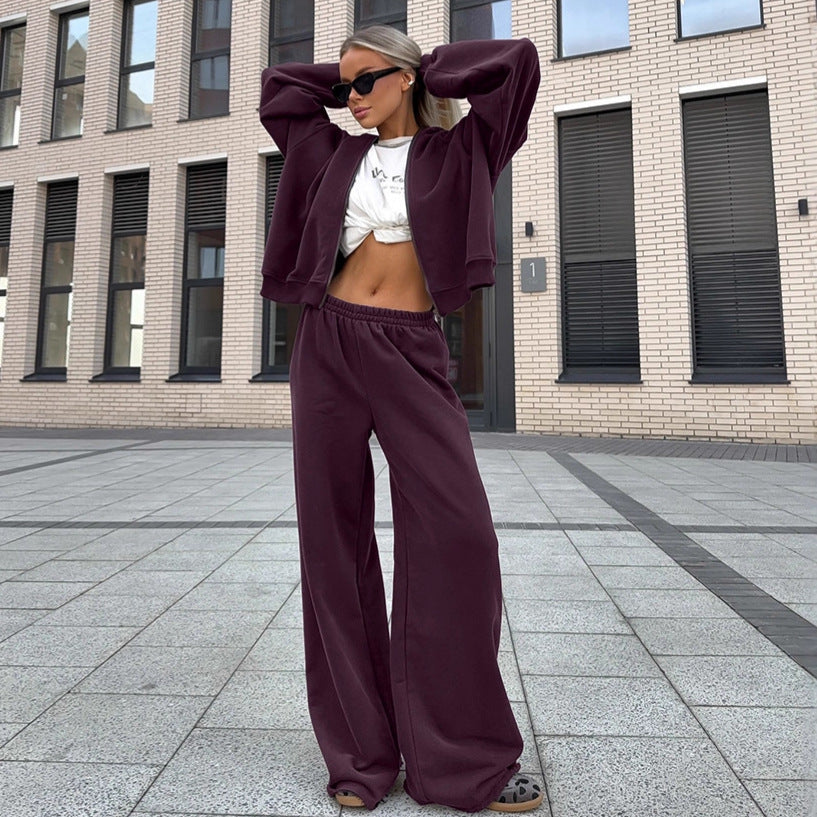Eira Hooded Purple Sweatpant Set [WP8HBVRM]