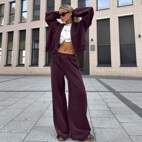 Eira Hooded Purple Sweatpant Set [WP8HBVRM]