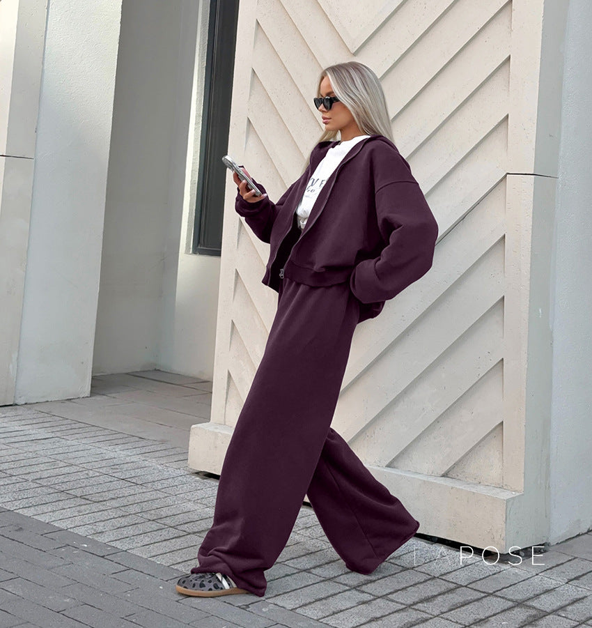 Eira Hooded Purple Sweatpant Set [TWRQOAM9]