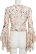 Elaina Printed Bell Sleeve Mesh Top [CHNHJ06D]