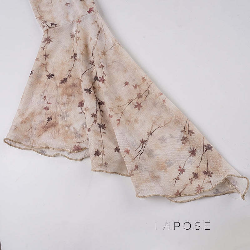 Elaina Printed Bell Sleeve Mesh Top [F0QSEI98]