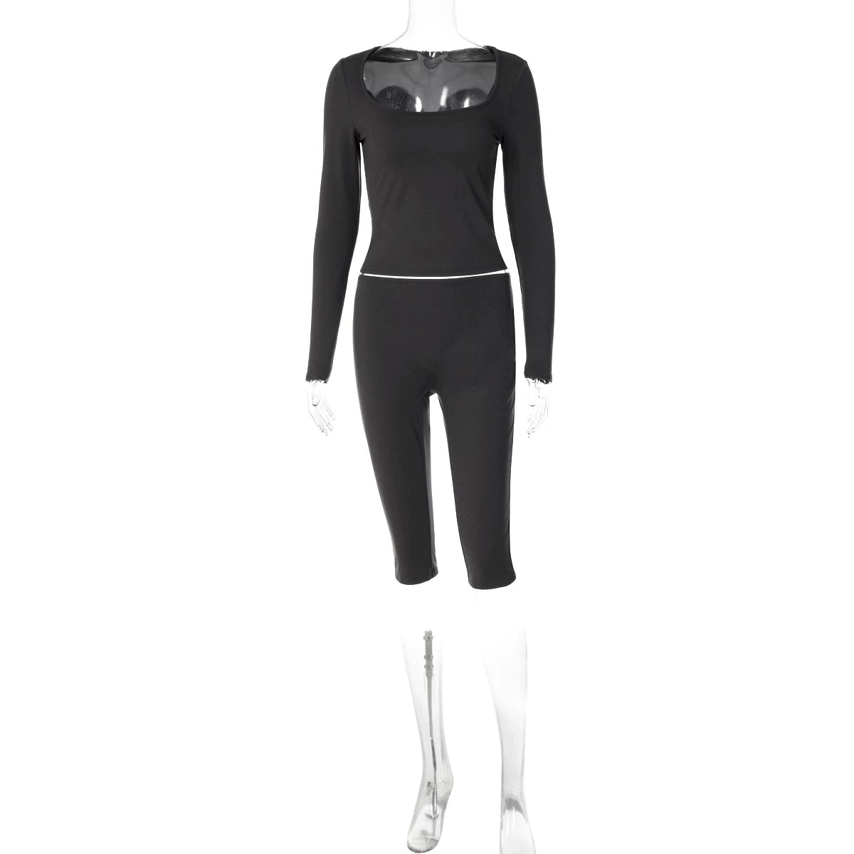 LaPose - Elanie Long Sleeve Capri Set - Gray Color