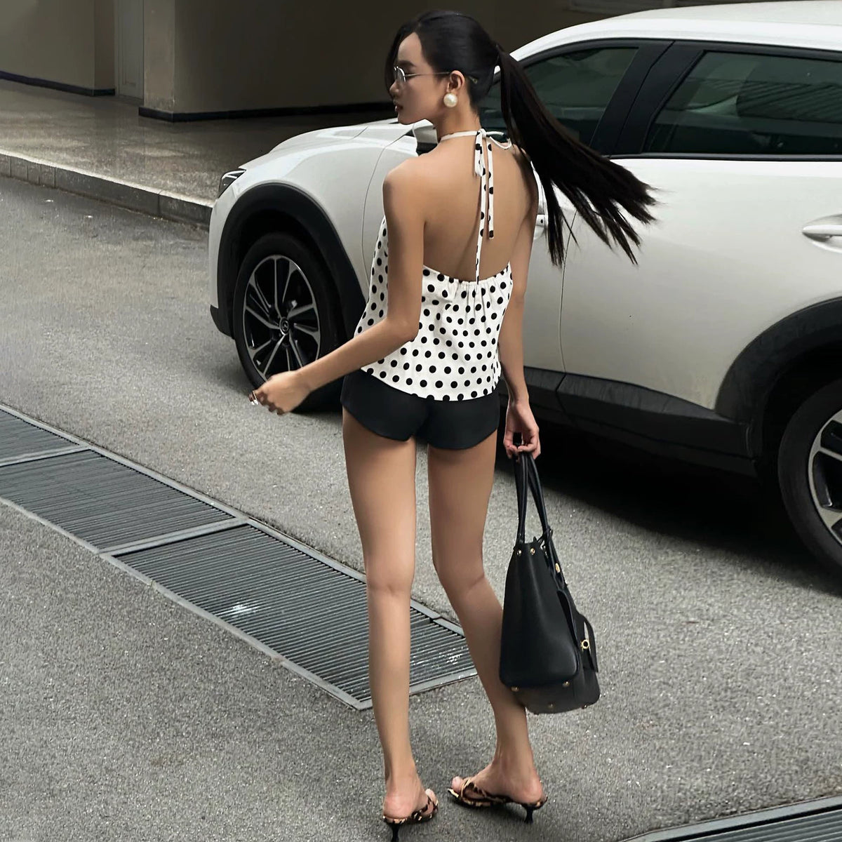 LaPose - Elaya Polka Dot Halter Top
