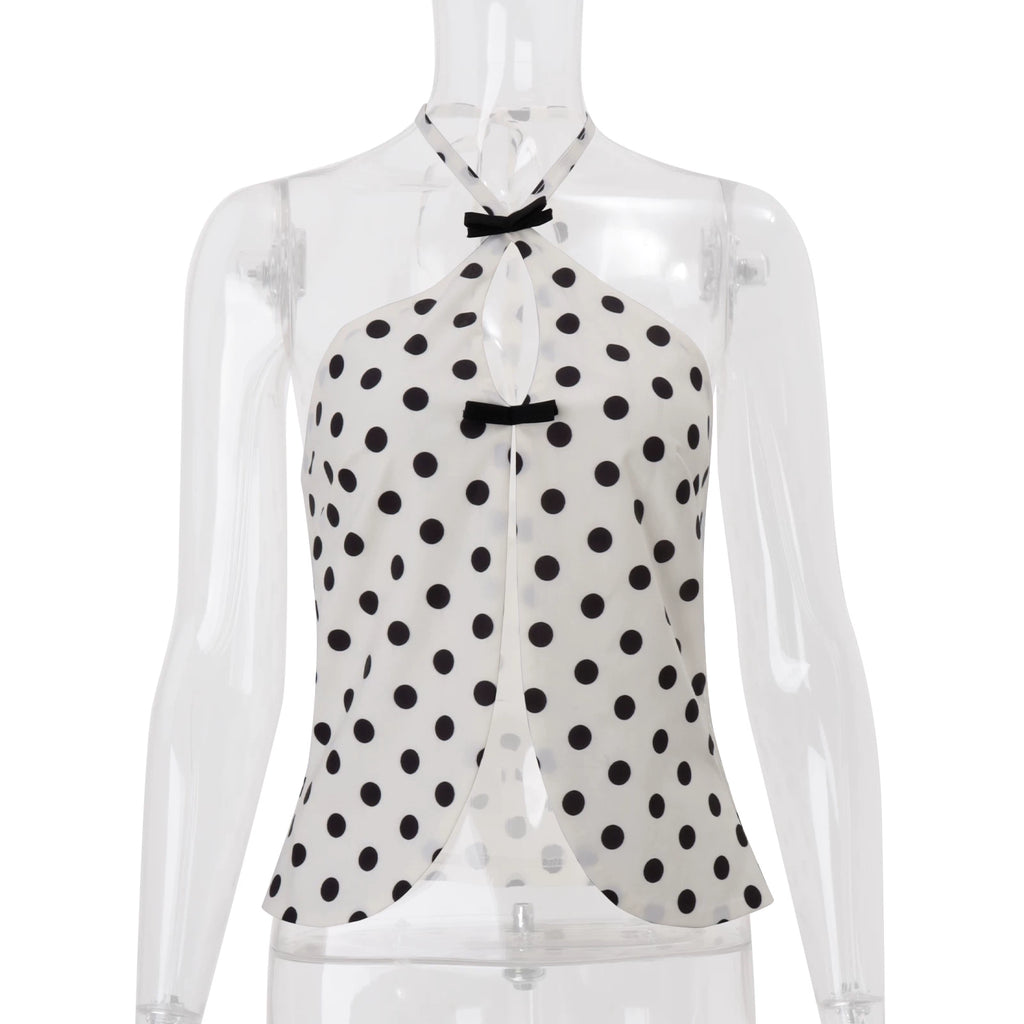 LaPose - Elaya Polka Dot Halter Top