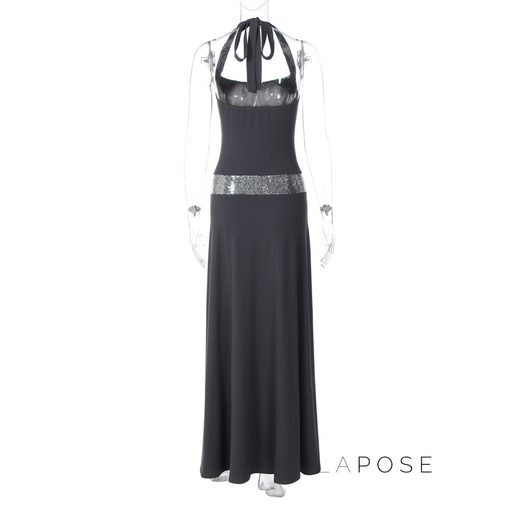 Eleanor Sequin Halter Maxi Dress [IZDUHGT6]