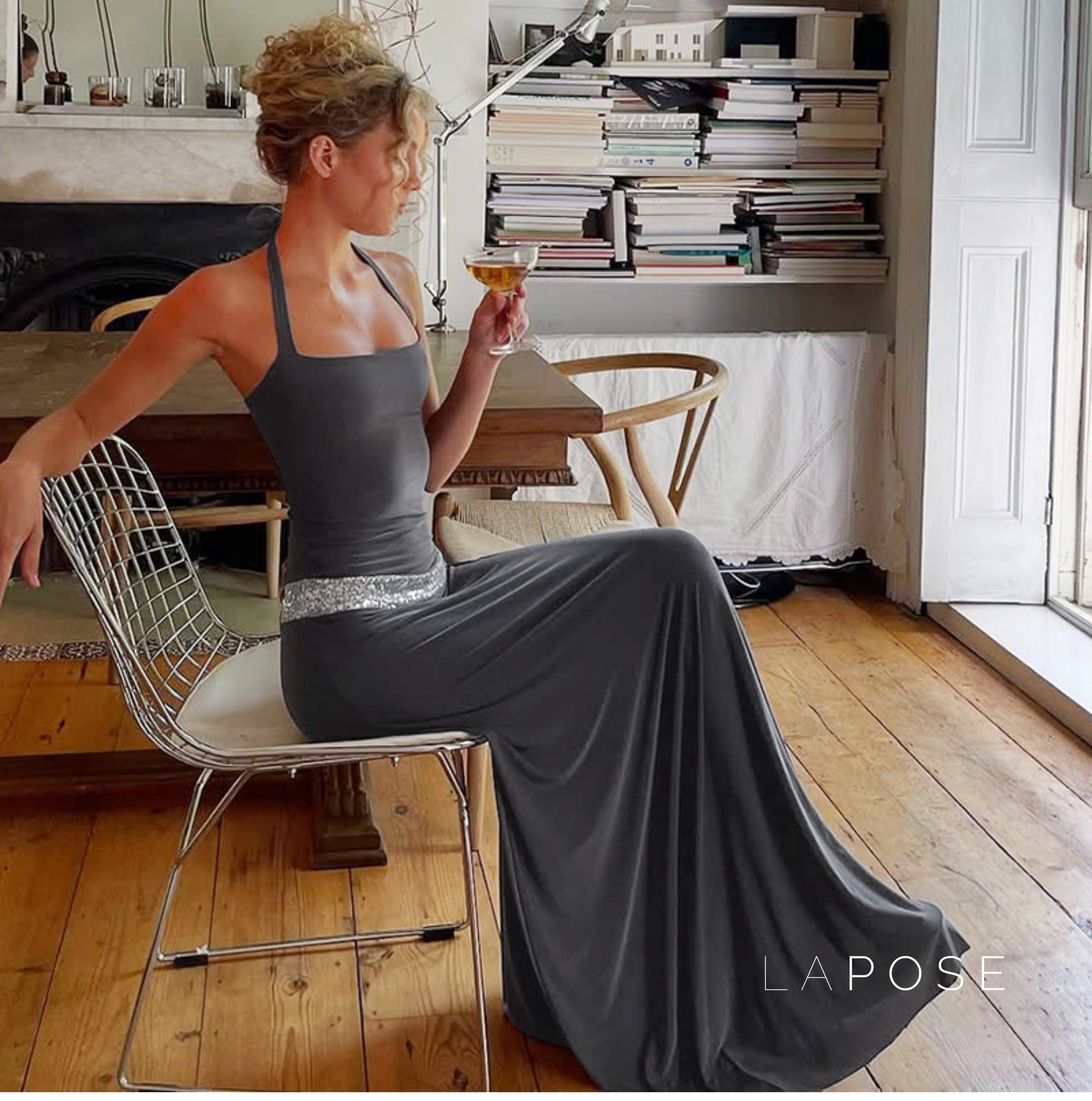 Eleanor Sequin Halter Maxi Dress [S0HNNDEL]