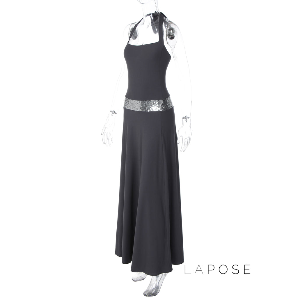 Eleanor Sequin Halter Maxi Dress [AKOW7AUA]