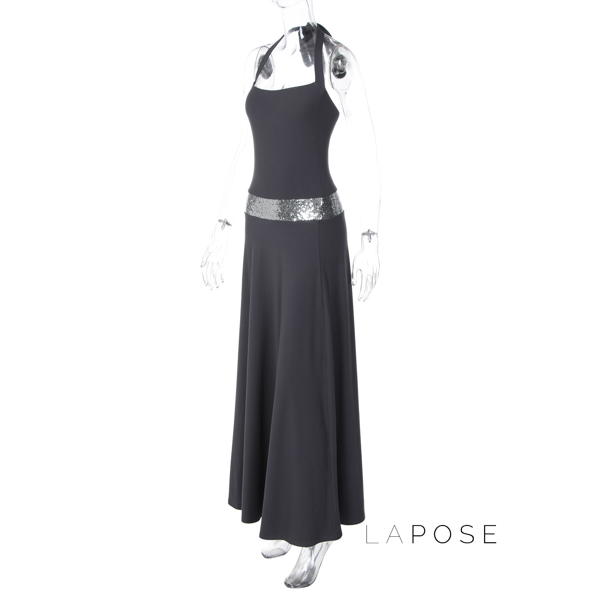 Eleanor Sequin Halter Maxi Dress [AKOW7AUA]
