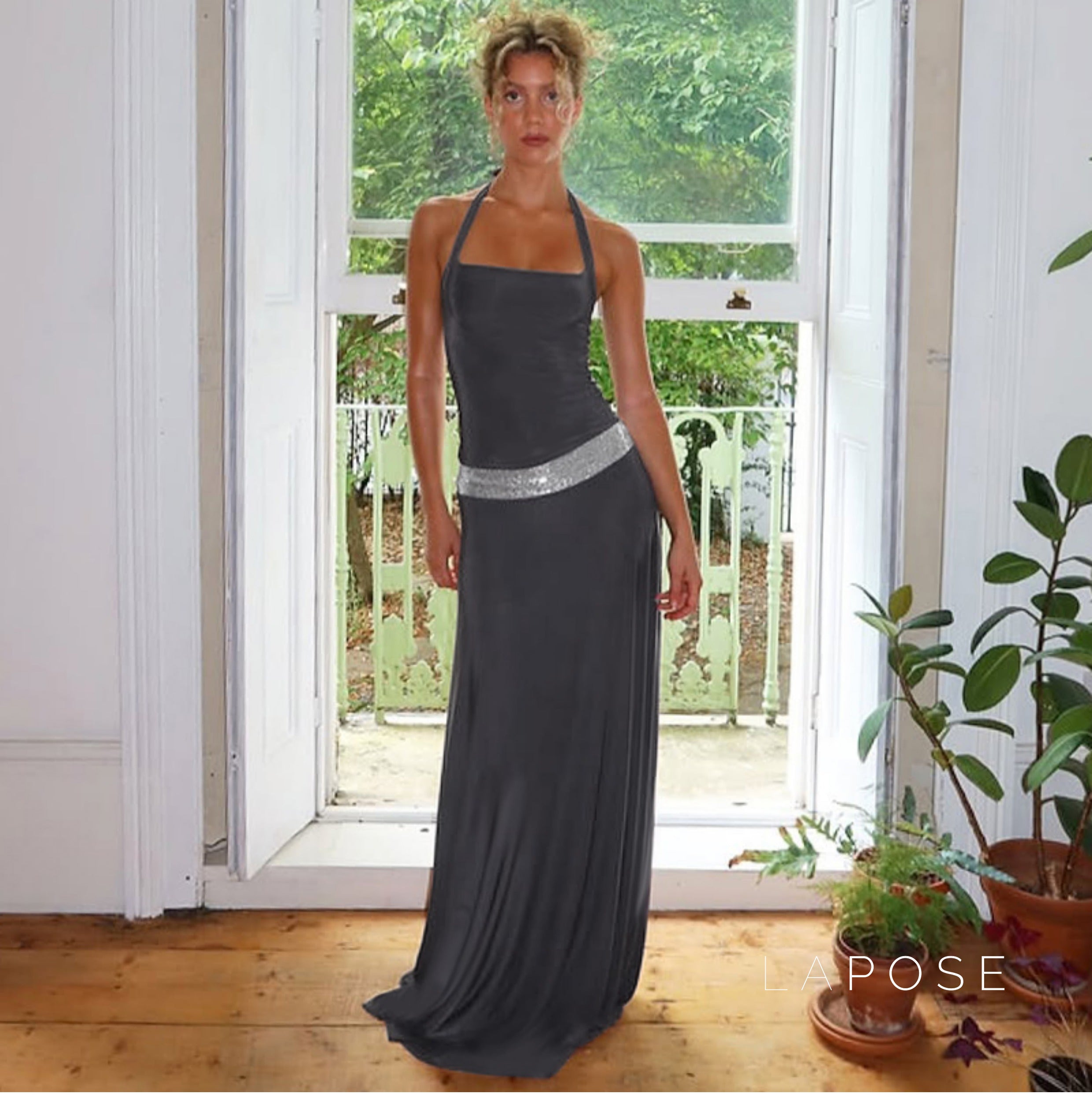 Eleanor Sequin Halter Maxi Dress [QZTX0NJT]