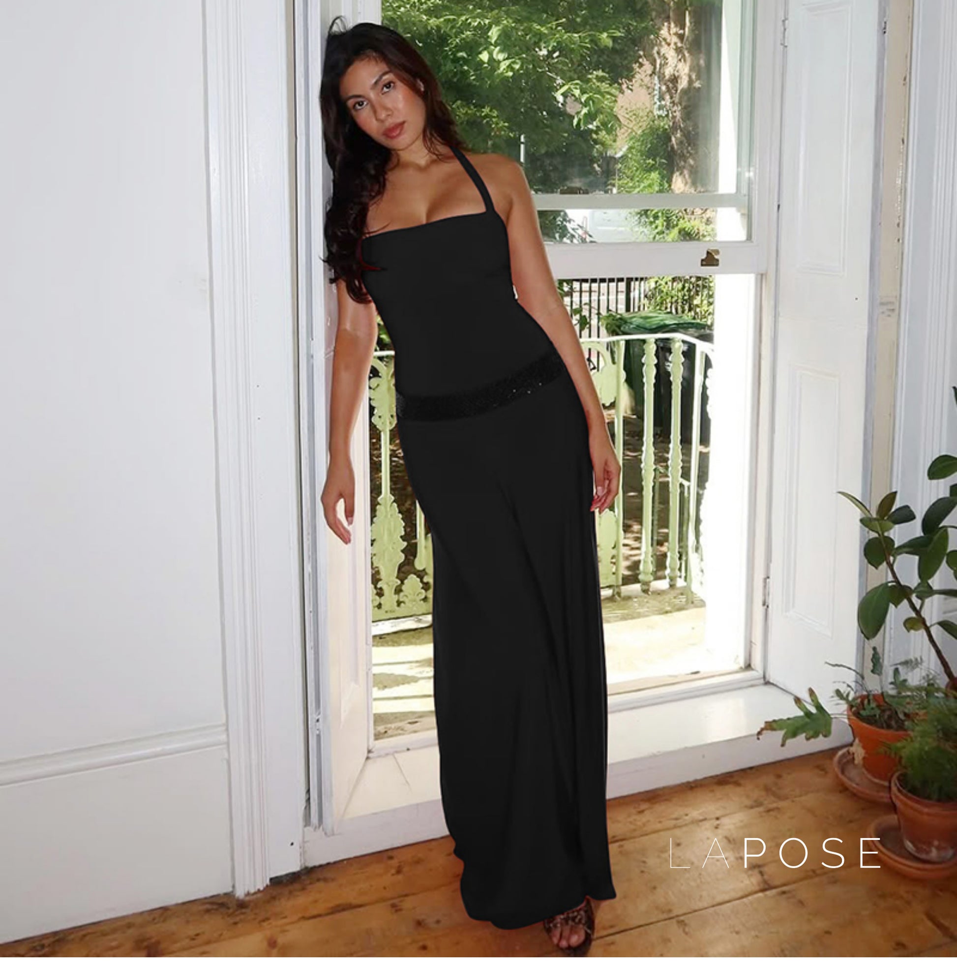 Eleanor Sequin Halter Maxi Dress [2O2NVLIH]