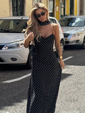 Eleanore Polka Dot Halter Maxi Dress [IPU0YQJE]