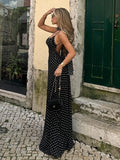 Eleanore Polka Dot Halter Maxi Dress [OK4TS8HN]