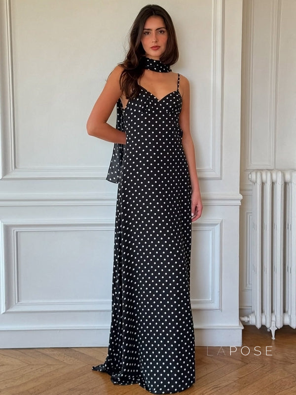 Eleanore Polka Dot Halter Maxi Dress [6I8LRIS4]
