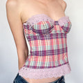 Elif Strapless Plaid Crop Top