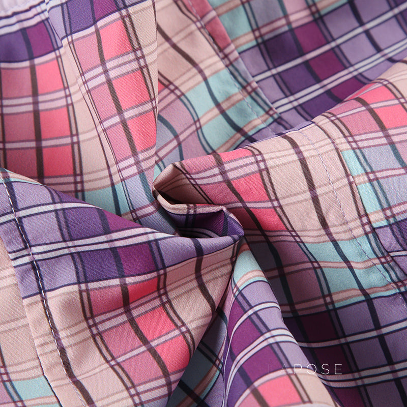 Elif Strapless Plaid Crop Top