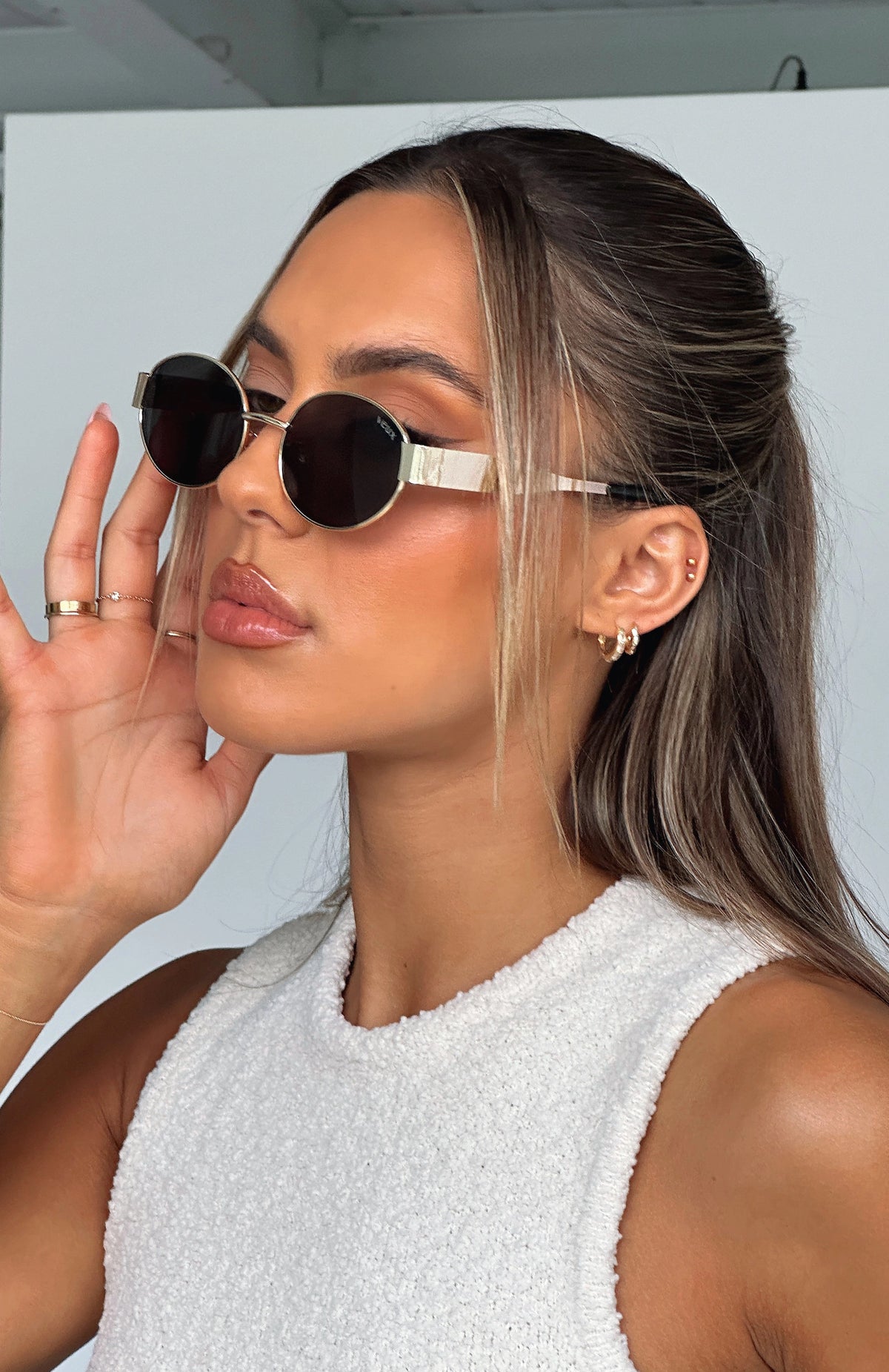 LaPose Eliot Oval Gold Sunglasses