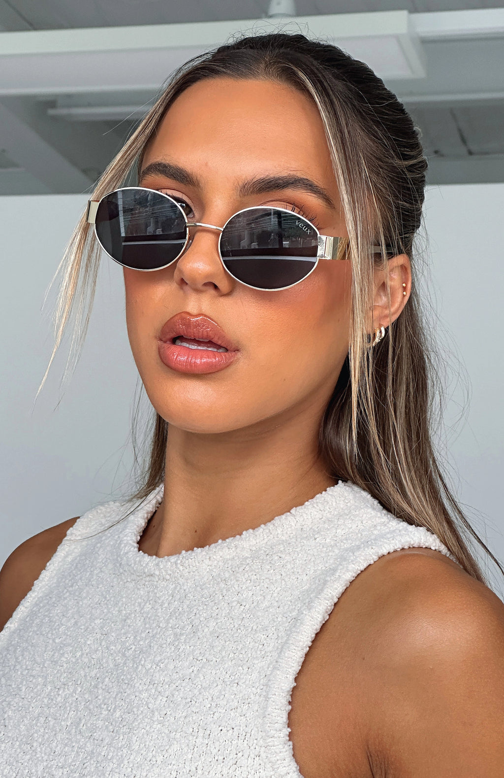 LaPose Eliot Oval Gold Sunglasses