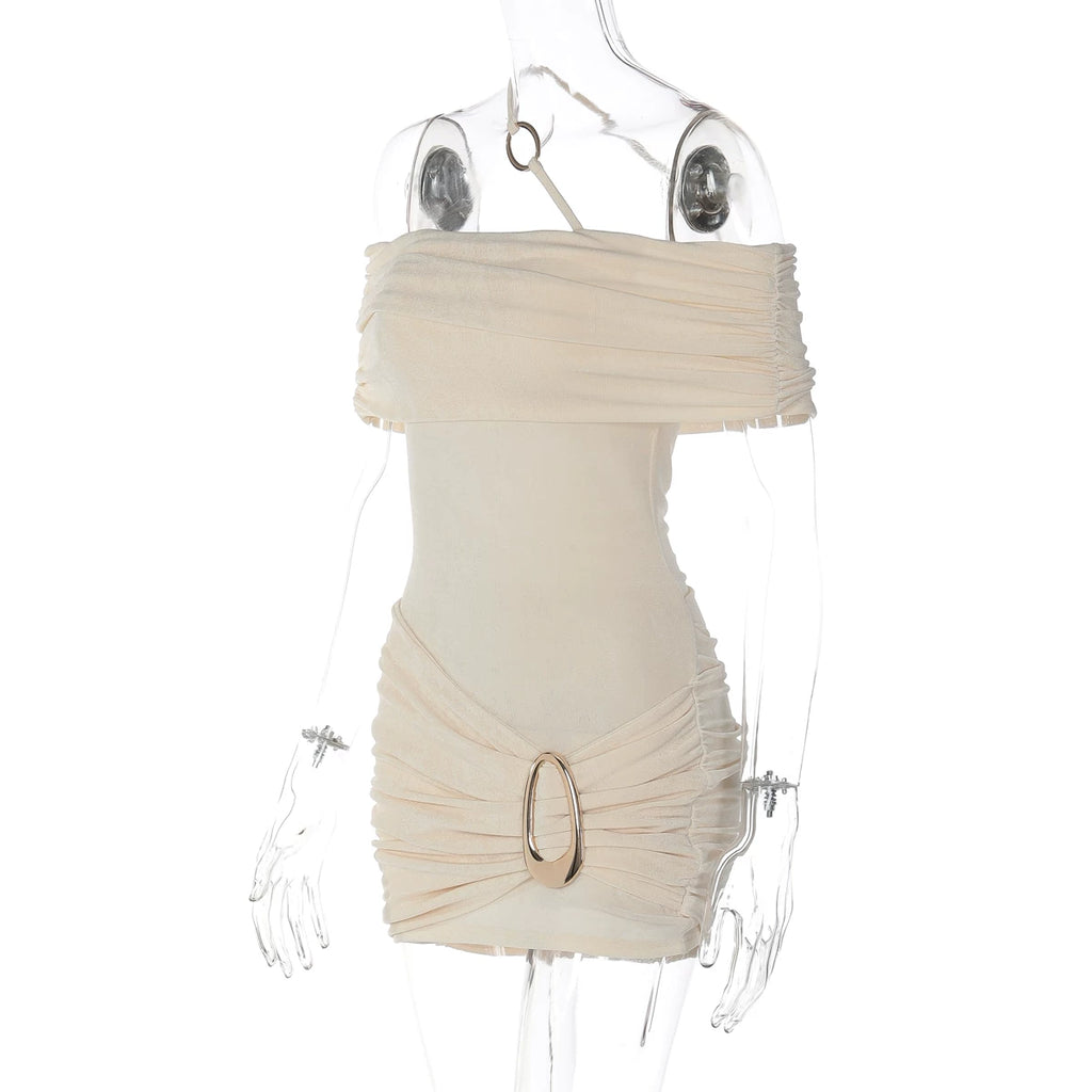 LaPose - Ellagrace Ruched Off-Shoulder Mini Dress