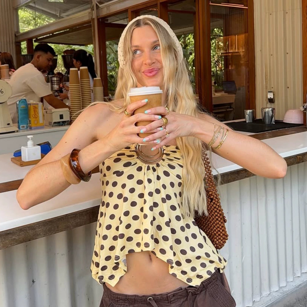 LaPose - Ellaina Polka Dot Halter Top
