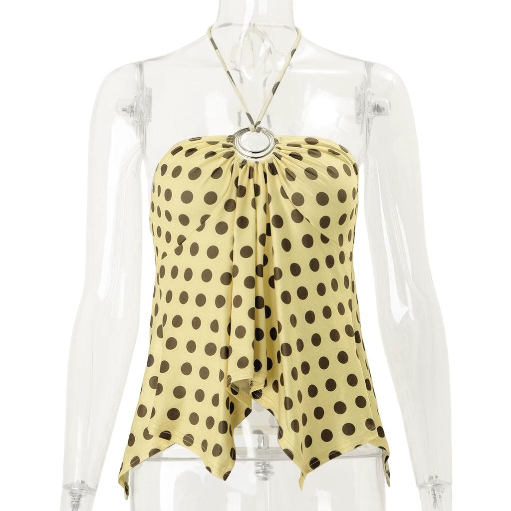 LaPose - Ellaina Polka Dot Halter Top