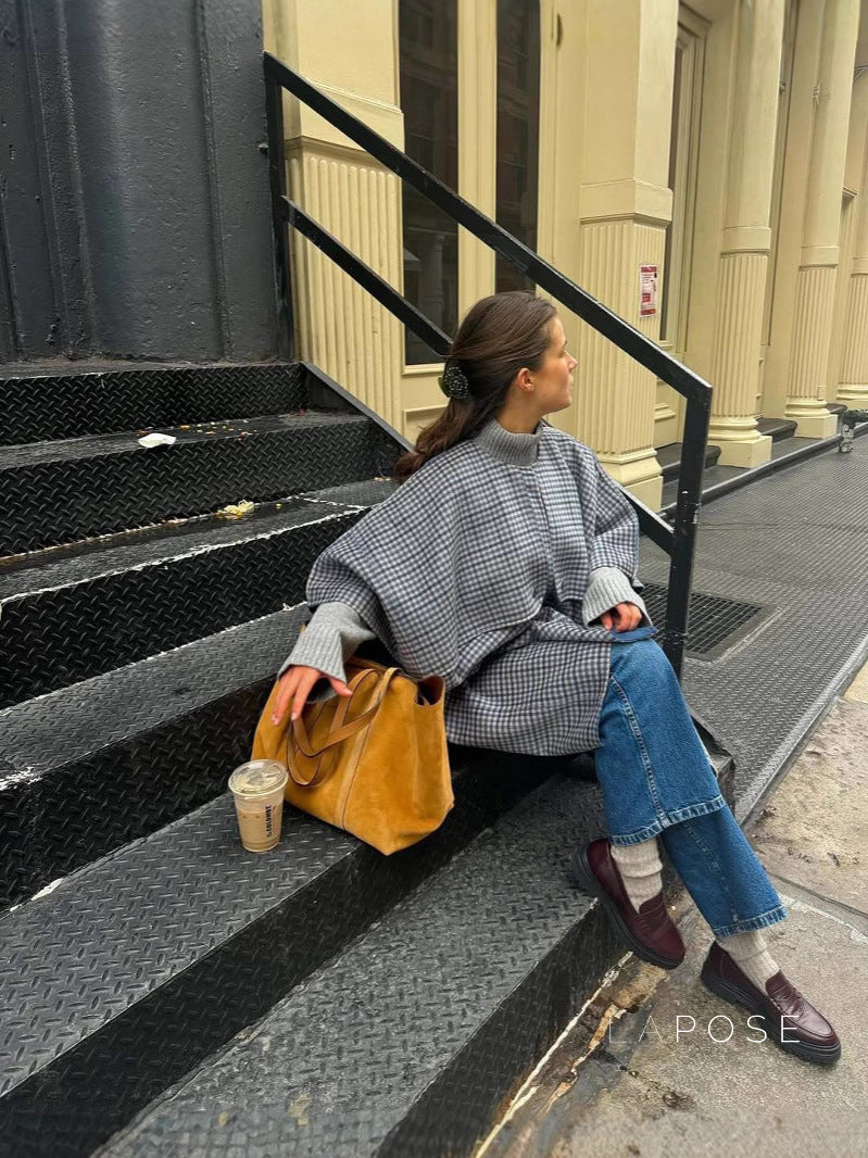 Ellyana Plaid Cape Coat [6CBF93FP]