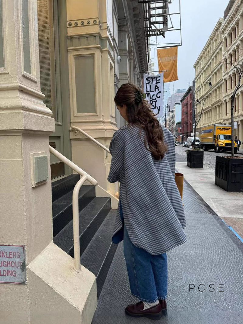Ellyana Plaid Cape Coat [377FBXK9]