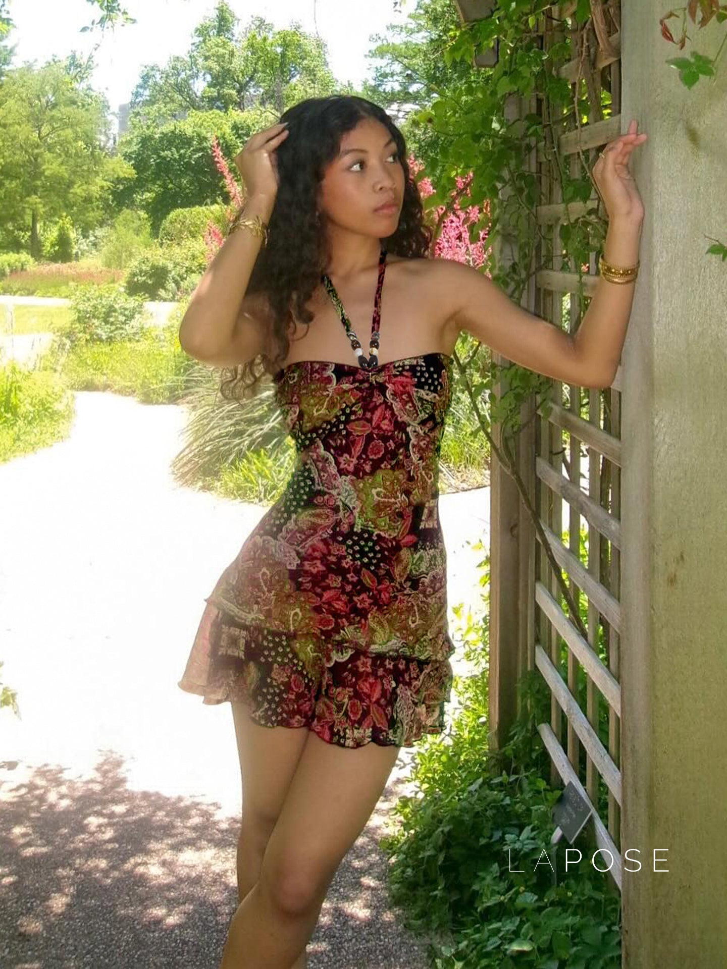 Elnora Printed Halter Mini Dress [HNFG33QN]