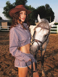 Elora Plaid Crop Skirt Set [AXAK1LKR]