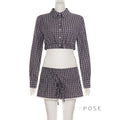 Elora Plaid Crop Skirt Set [706VGLO9]