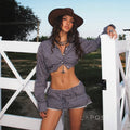 Elora Plaid Crop Skirt Set [BQVM9GFL]