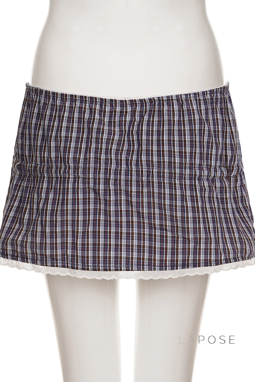 Elora Plaid Crop Skirt Set [9AF7642M]