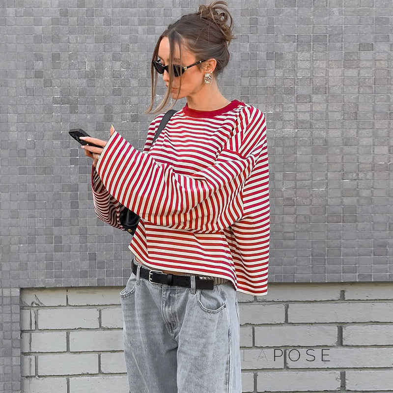 Elva Contrast Stripe Long Sleeve Top [9KJ5CL1Q]