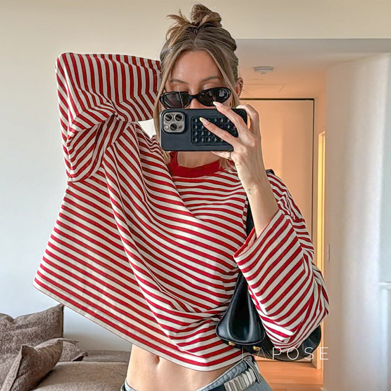 Elva Contrast Stripe Long Sleeve Top [4ZZ9I8CM]