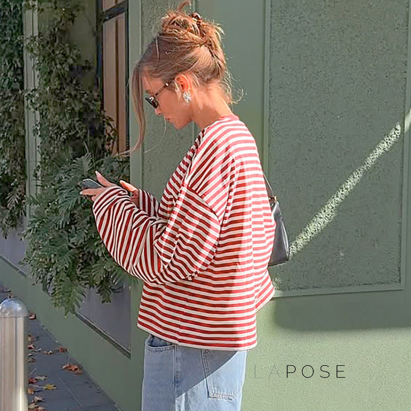 Elva Contrast Stripe Long Sleeve Top [S5JGILCX]