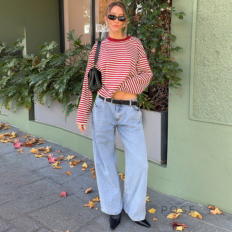 Elva Contrast Stripe Long Sleeve Top [LX2XTZ9J]