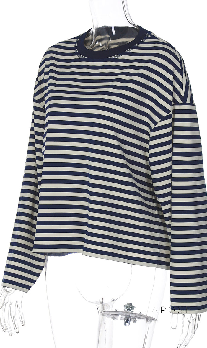 Elva Contrast Stripe Long Sleeve Top [SZTNEVJK]