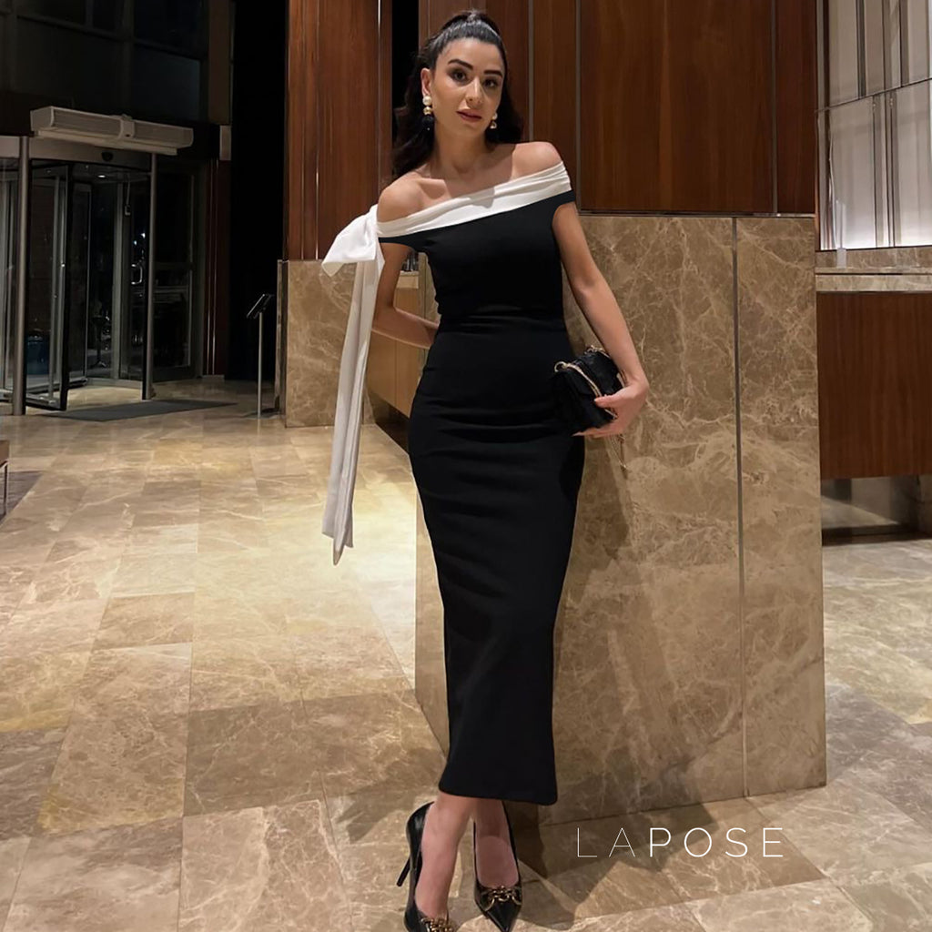 Elyanna Off Shoulder Bow Maxi Dress [6ZGKJD4C]