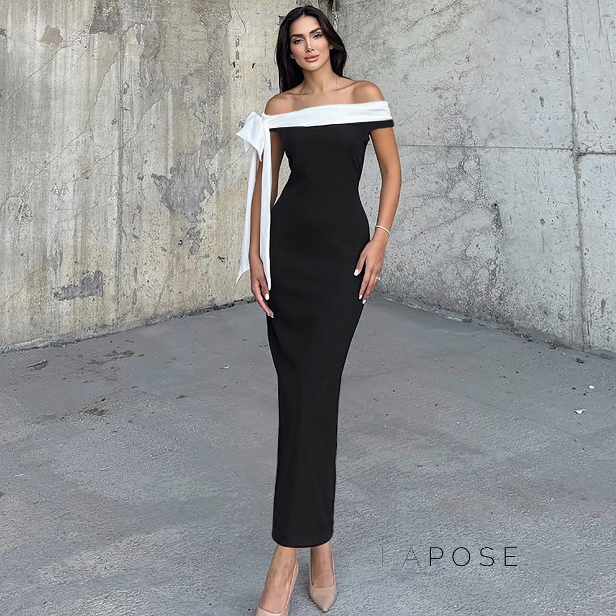 Elyanna Off Shoulder Bow Maxi Dress [8DAZJM9U]