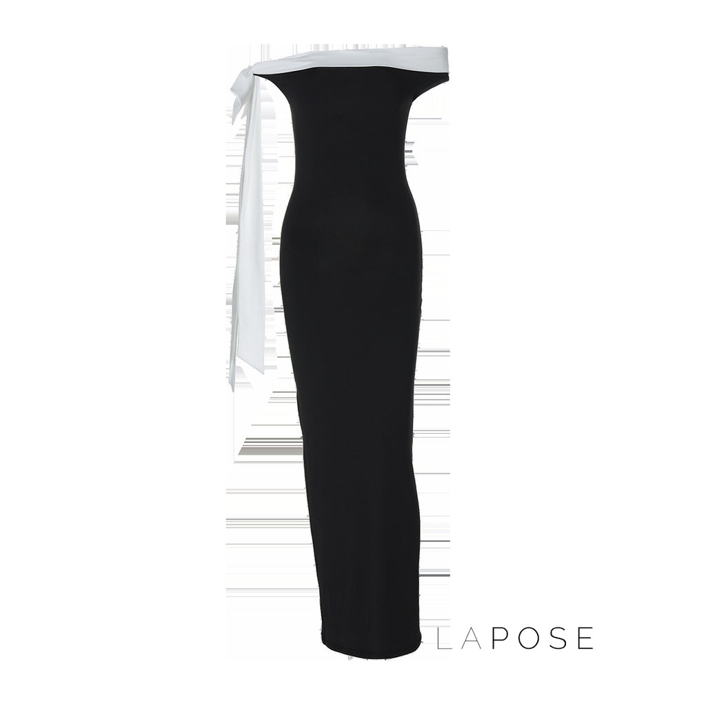 Elyanna Off Shoulder Bow Maxi Dress [IGH28AGW]