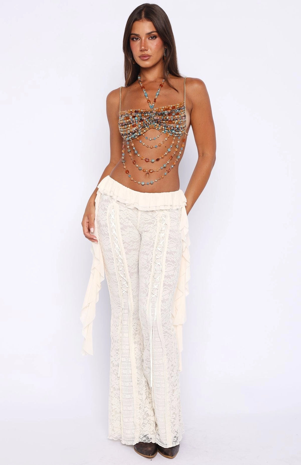 LaPose Elyn Beaded Halter Top