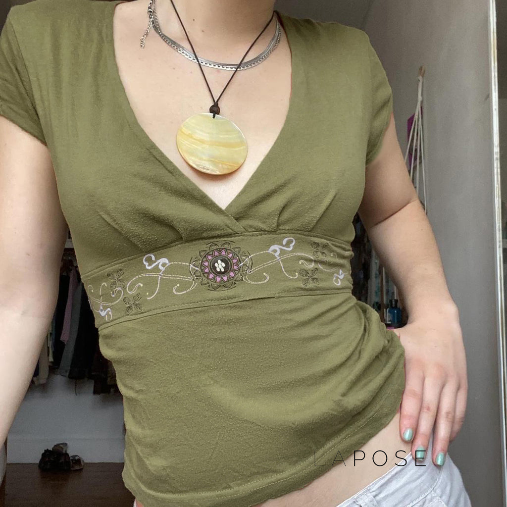 Elyzabeth Floral V-Neck Top [JXJ9LCNH]