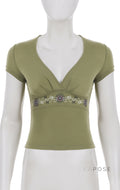 Elyzabeth Floral V-Neck Top [CSDRB41F]